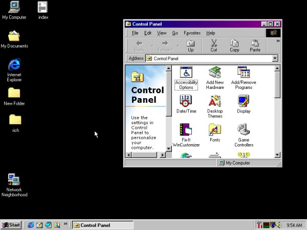 open control panel